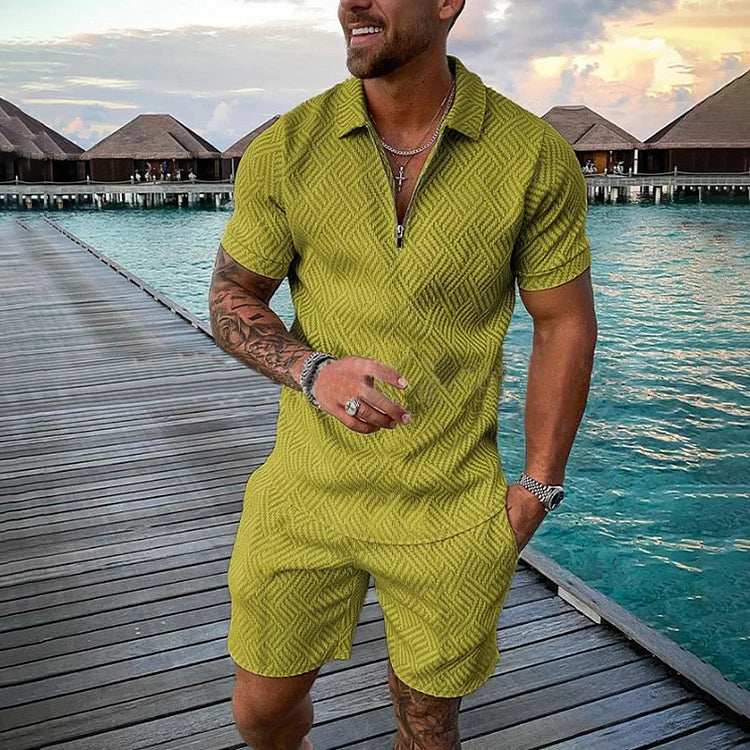 Lässiges Poloshirt und Shorts-Set