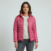 Sophie | Damen Leichter Winter Daunenjacke mit Hohem Kragen in Rosa