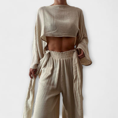 Joanna - Tailloses Zweiteiliges Set aus Baumwolle und Leinen