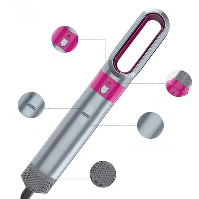 5-in-1-Stylingbürste für alle Haartypen – Trocknen, Glätten, Locken und Volumengeben mit anspruchsvollem Design und 5 austauschbaren Spitzen