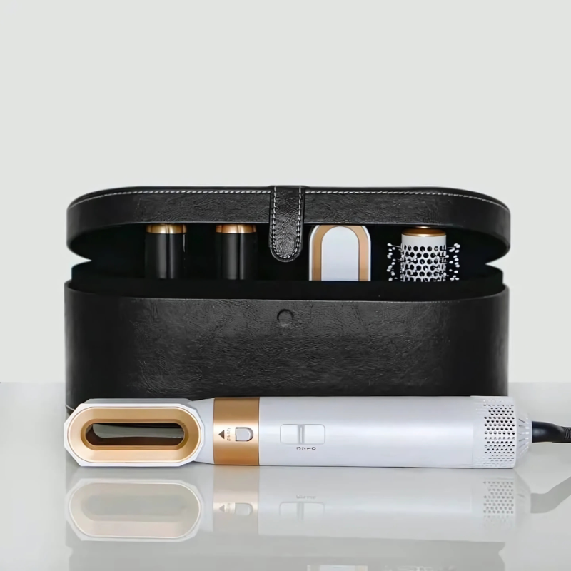 5-in-1-Stylingbürste für alle Haartypen – Trocknen, Glätten, Locken und Volumengeben mit anspruchsvollem Design und 5 austauschbaren Spitzen