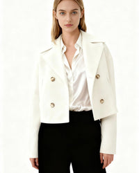 Ida | Damen Schicker Herbst Mantel in Weiß