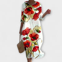 Miranda - Stilvolles Floral-Maxikleid in Rot