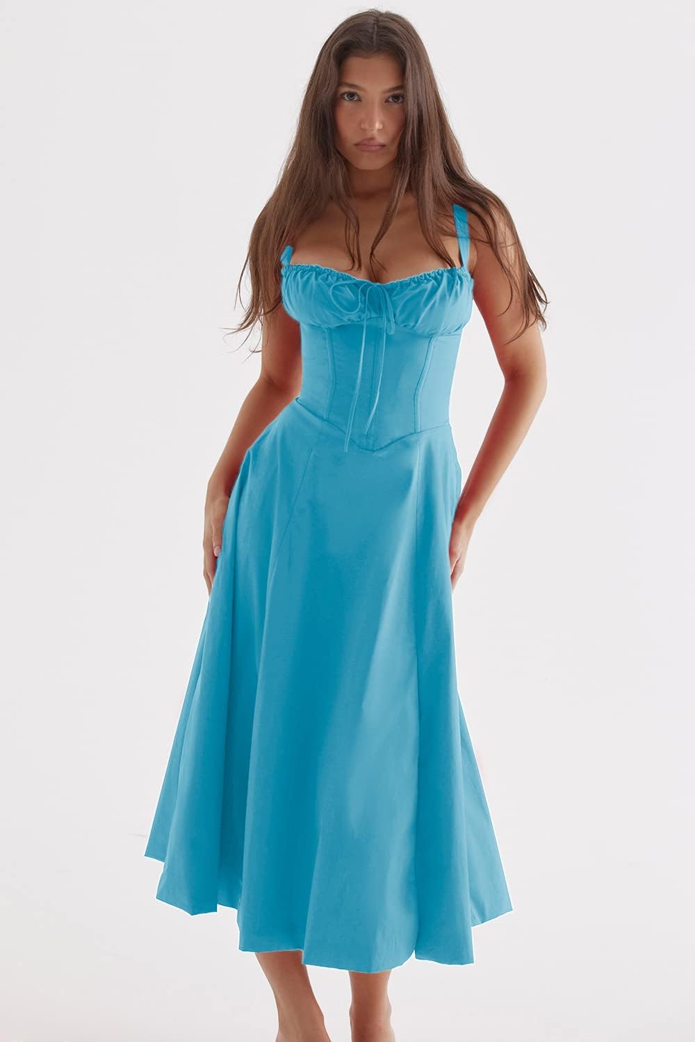 Merle - Midikleid mit tailliertem Oberteil und ausgestelltem Rock | Minikleid mit Spaghettiträgern