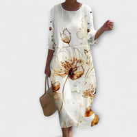 Miranda - Stilvolles Floral-Maxikleid in Weiß