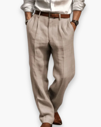Herren Elegante Klassische Hose | Retro Nadelstreifen in Beige