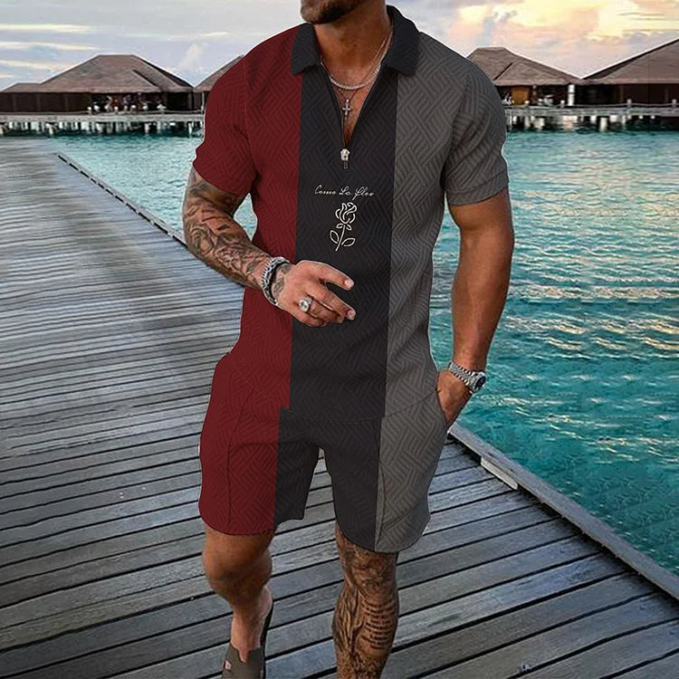 "Come To Play" Kombiteil aus Poloshirt und Shorts in Rosa
