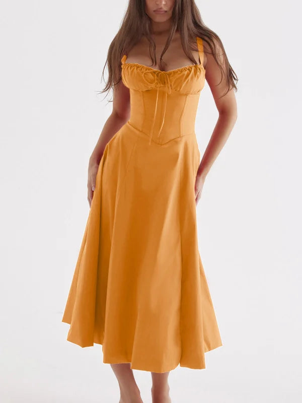 Merle - Midikleid mit tailliertem Oberteil und ausgestelltem Rock | Minikleid mit Spaghettiträgern