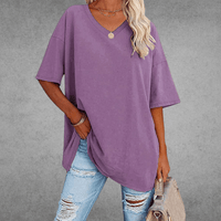 Mia | Damen Oversized V-Ausschnitt Hemd in Lila
