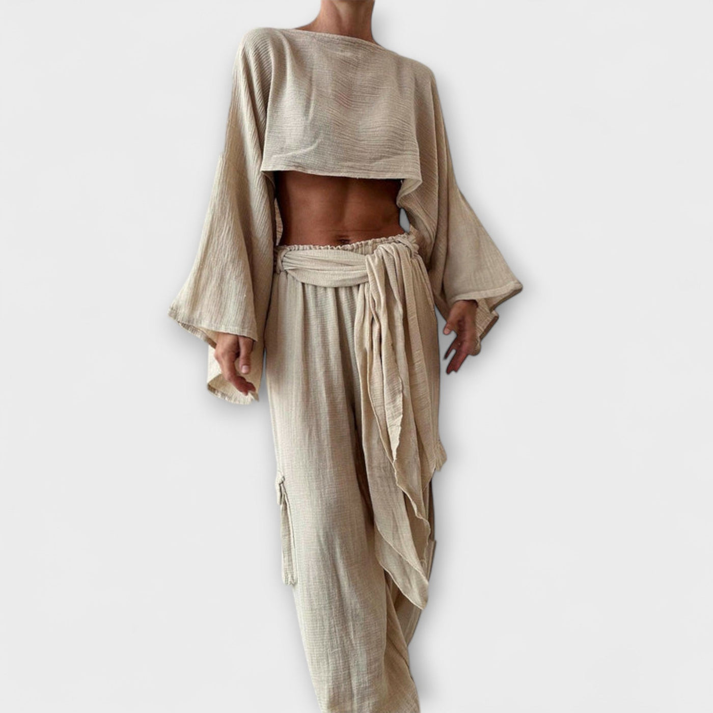 Joanna - Tailloses Zweiteiliges Set aus Baumwolle und Leinen