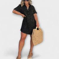Vera - Lässiges Denim Hemdkleid in Schwarz