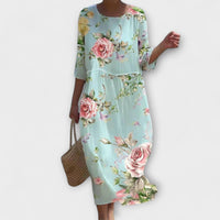 Miranda - Stilvolles Floral-Maxikleid in Blau