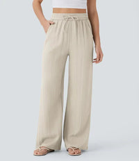Lizaa | Legere & Luftige Leinenhose mit Eleganten Beinen in Beige