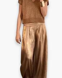 Damen Elegantes Set aus Oberteil und Hose | Vielseitig in Gold