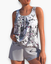Damen Stilvolles Floral Tankini Set | Zweifarbig in Grau Tier