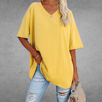 Mia | Damen Oversized V-Ausschnitt Hemd in Gelb