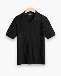 Herren Strukturierter Polo Shirt | Klassisch Eleganter Stil in Schwarz