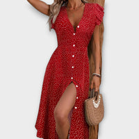 Schickes Polka-Dot-Midi-Kleid in Rot
