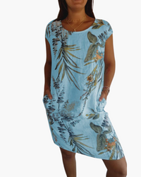 Damen T-Shirt Kleid | Lockeres Sommerkleid mit Print in Blau