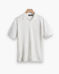 Herren Strukturierter Polo Shirt | Klassisch Eleganter Stil in Weiß