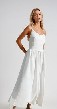 Damen Strand Midi Sommerkleid in Weiß