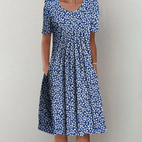 Damen Verspieltes Bedrucktes Kleid | Midi in Blau 2