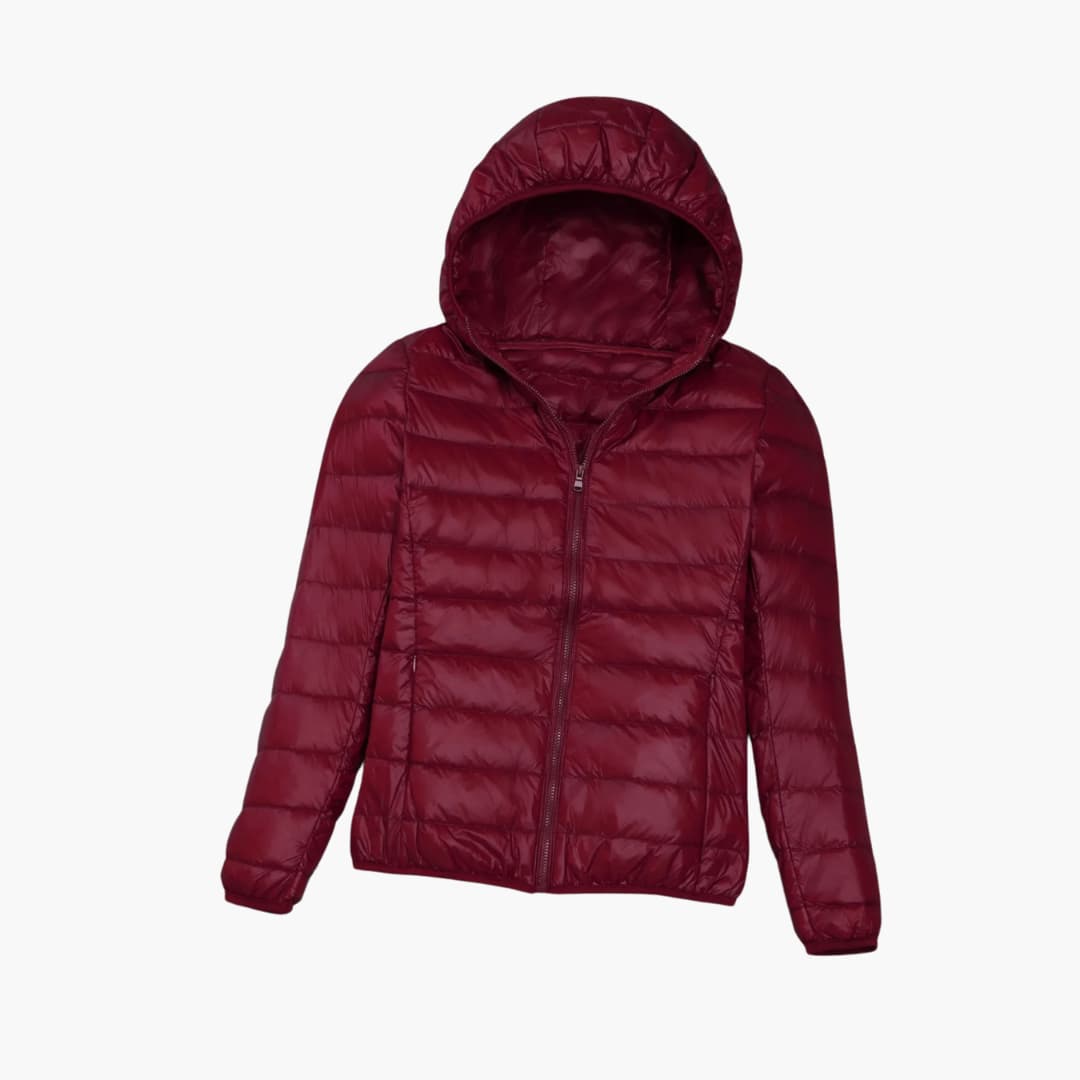 Frauen Stepp jacke mit Kapuze und durchgehendem Reißverschluss