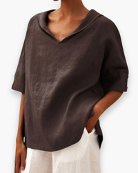 Damen Luftige Elegante Bluse | Sommer Blusen in Dunkel-Braun