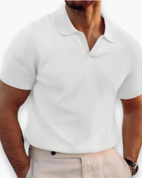 Herren Lässiges Polo mit V-Kragen | Kurzarm in Weiß