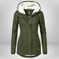 Winterjacke Damen mit Kapuze | Gefütterte Übergangsjacke in Grün