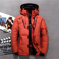 Herren Winterjacke | Steppjacke Mit Kapuze Und Taschen in Rot