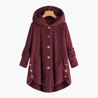 Damen jacke mit Kapuze und Knopfverschluss in Rot