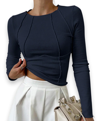 Damen Elegantes Klassisches Oberteil | Schickes Stil in Marine Blau