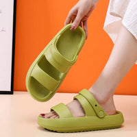 Yula - Orthopädische Sandalen | Comfort Plus Pantoletten mit Doppelriemen | Gepolsterte, lässige Slip-On-Sandalen in Olive