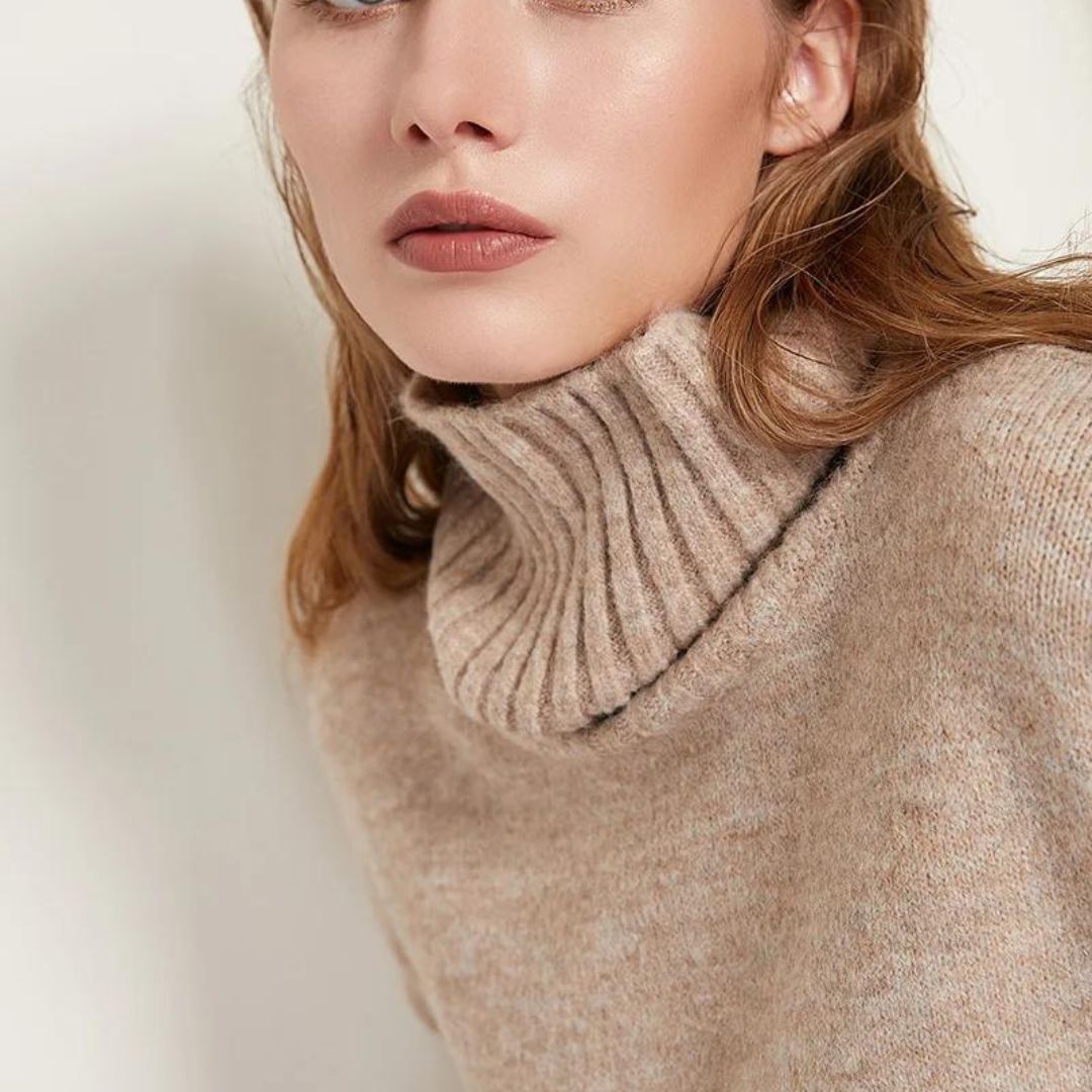 Brenda - Weicher Kaschmir-Rollkragenpullover mit Rippbündchen