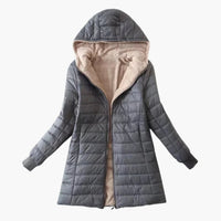 Damen Winter jacke mit Kapuze und Reißverschluss in Grau
