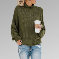 Damen Pullover | Strick klassisch mit Stehkragen in Grün
