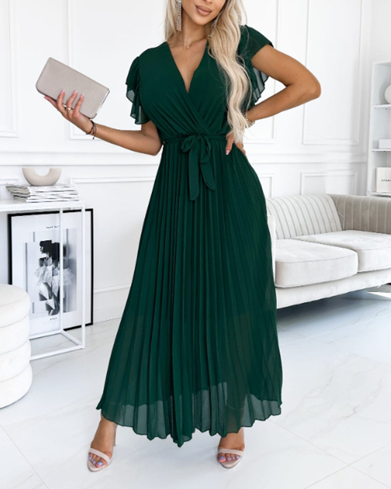 Saoirse® | Elegantes Kleid mit gerafften Ärmeln und V-Ausschnitt