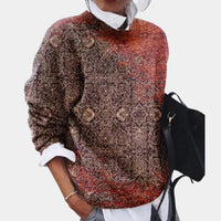 Damen pullover mit Rundhalsausschnitt und geometrischem Muster in Schwarz