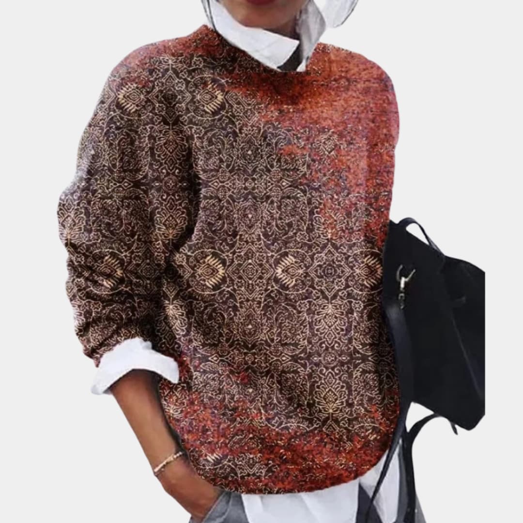 Damen pullover mit Rundhalsausschnitt und geometrischem Muster