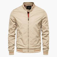 Herren Bomberjacke mit Reißverschluss und Rippbund in Beige