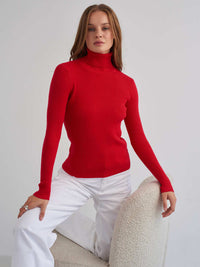 Klassischer Rollkragenpullover für Damen | Lässig in Rot