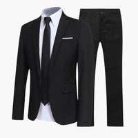 2-teiliges Anzug Set - Slim Fit Herrenanzug für Business Look in Schwarz