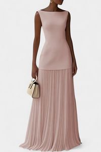Chiffon Maxi-Abendkleid Silvana mit Falten in Rosa