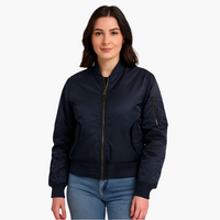 Damenjacke mit geripptem Kragen und Ärmeltasche in Marineblau