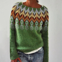 Damen Pullover | Strick klassisch mit Rundhalsausschnitt in Hellgrün