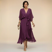 Sorena | Elegantes Maxi-Kleid mit V-Ausschnitt in Violett