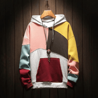 Herren Langarm Kapuzenpulli | Känguru-Tasche in Rosa/Grau