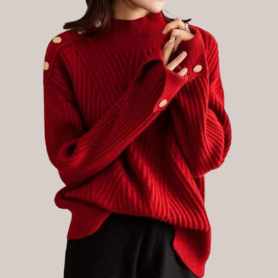 Amanda - Gemütlicher Rollkragenpullover mit Knopfakzenten