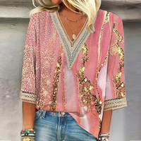 Holly - Modische Bluse mit V-Ausschnitt für Frauen in Rosa